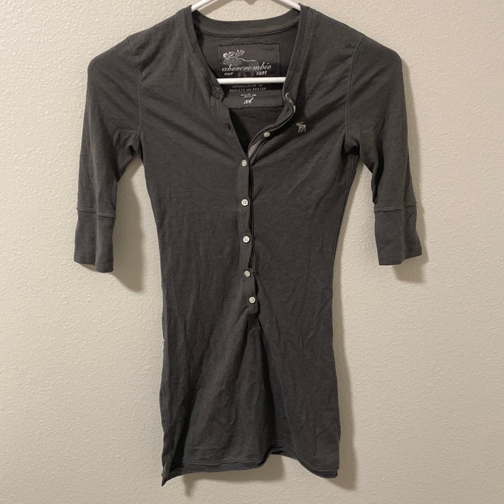 Stone Grey Button Up Shirt by Abercrombie Kids